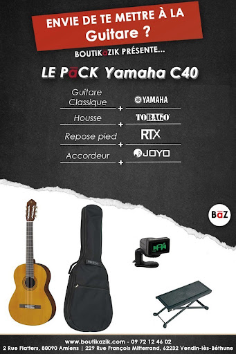 Yamaha C40 Set de débutant comprenant 1 guitare classique, 1 accordeur avec  affichage LED sfq24, 1